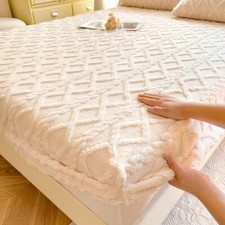 Lençóis de cama 1 peça elástico capa de colchão lã coral macio ajustado comprar usado  Enviando para Brazil