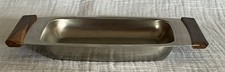 Usado, Bandeja de servir MCM vintage dinamarquesa 18-8 aço inoxidável alças de teca 7 "x 4 5/16"" comprar usado  Enviando para Brazil