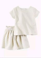 Conjunto de 4 vestidos falda camisa brocado dorado blanco manga corta vacaciones Carters niñas  segunda mano  Embacar hacia Argentina