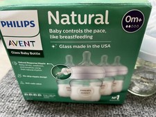 Mamadeiras de vidro natural Philips Avent com mamilos de resposta natural (0m+) comprar usado  Enviando para Brazil