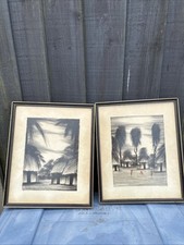 Dibujos antiguos/de colección en blanco y negro firmados por África enmarcados inusuales raros segunda mano  Embacar hacia Mexico