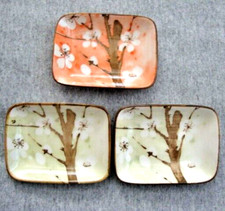 3 pratos de porcelana para servir molho pequeno flor de cerejeira 3,75 X 2,75" QQ4X3 comprar usado  Enviando para Brazil