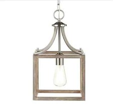 Mini pingente Hampton Bay Boswell quarto 1 luz níquel escovado com madeira intemperizada comprar usado  Enviando para Brazil