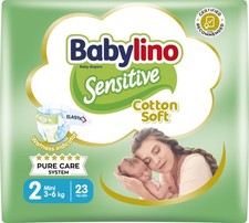 Używany, Pieluchy Babylino Sensitive rozmiar 2 mini (3-6kg) - 138 sztuk, białe zabawne na sprzedaż  PL