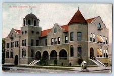 Cartão postal Coffeyville Kansas KS prefeitura edifício exterior 1909 antigo vintage comprar usado  Enviando para Brazil