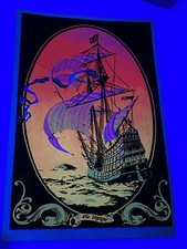 Usado, Pôster vintage década de 1970 veleiro The Voyage luz negra brilhante estampa de veludo comprar usado  Enviando para Brazil