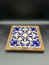 Bandeja de servir vintage mexicana 4 azulejos cerâmica rebite arte popular esculpida em madeira comprar usado  Enviando para Brazil