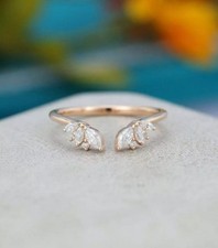 Usado, Anel de aliança de casamento aberto diamante simulado corte marquesa 2 quilates folheado a ouro rosa 14K comprar usado  Enviando para Brazil