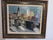 Vtg painting cityscape for sale  Milwaukee