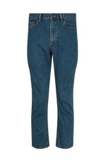 Calça jeans masculina casual 100% algodão com zíper azul mosca ajuste regular perna reta comprar usado  Enviando para Brazil