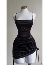 Usado, Vestido sexy de cetim com cadarço sem mangas vestido de festa clube roupão de noite comprar usado  Enviando para Brazil