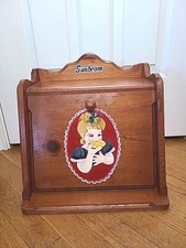 VTG Handmade Wooden Kitchen Bread Box Handpainted Sunbeam Bread Girl Logo Unique comprar usado VTG Handmade Wooden Kitchen Bread Box Handpainted Sunbeam Bread Girl Logo Unique comprar usado  Enviando para Brazil