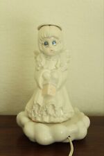 Estatueta de anjo branco de porcelana lâmpada de Natal luz com lanterna e olhos azuis comprar usado  Enviando para Brazil