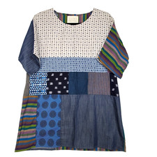 Blusa Susan Eastman tamanho único estampa mista túnica tomiko patchwork original, usado comprar usado  Enviando para Brazil