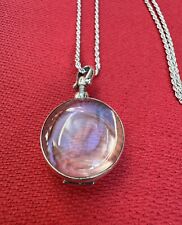 Cabochão redondo de prata esterlina com medalhão de memória de cristal antigo 30"" comprar usado  Enviando para Brazil