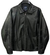 Jaqueta de couro preta vintage The GAP zíper completo tamanho grande forro acolchoado anos 90 comprar usado  Enviando para Brazil