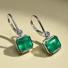 Brincos femininos de esmeralda com alavanca de diamante corte Asscher comprar usado Brincos femininos de esmeralda com alavanca de diamante corte Asscher comprar usado  Enviando para Brazil