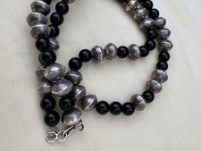 Colar feminino de contas de banco de pérolas Navajo esterlina 925 ônix 21” comprar usado  Enviando para Brazil