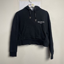 Pulôver Balmain Paris Crop Hoodie Feminino Grande Preto Lã Atlético comprar usado  Enviando para Brazil