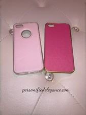 Lote de 2 capas de encaixe de couro sintético rosa e fúcsia bebê iPhone SE1/5s/5 comprar usado  Enviando para Brazil