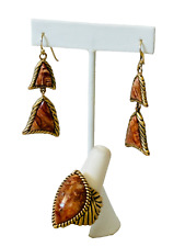 Conjunto de brincos e anel de bronze opala cobre BARSE tamanho 7,5, usado comprar usado  Enviando para Brazil