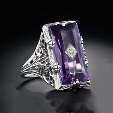 Anel de prata facetado super especial topázio branco roxo ametista pedras preciosas tamanho 6-10 comprar usado  Enviando para Brazil