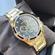 Usado, Bulova Diamond relógio de quartzo masculino folheado a ouro aço inoxidável cronógrafo 97D121 comprar usado  Enviando para Brazil
