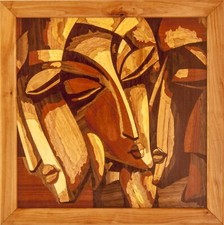 Triángulo del amor panel de incrustación de mosaico de madera Boho enmarcado comprar usado  Enviando para Brazil