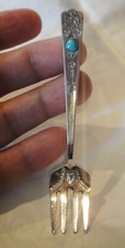 Garfo cabochão Navajo Thunderbird Bell Trading Post lembrança bebê turquesa década de 1960 comprar usado  Enviando para Brazil