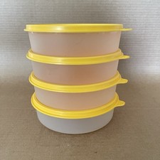 Usado, Tupperware Big Wonders tigela grande cereal lanche salada conjunto de 4 transparente/amarelo #1405 comprar usado  Enviando para Brazil