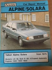 Talbot alpine solara for sale  KIRKCALDY