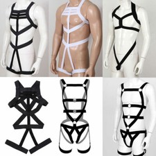 Camiseta regata masculina peitoral cinto punk jockstrap fantasia clubwear corpo peito comprar usado  Enviando para Brazil