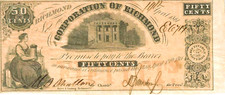 1861 CORPORACIÓN DE RICHMOND, VIRGINIA MONEDA DE 50 CENTAVOS GUERRA CIVIL ~ BUEN GRADO segunda mano  Embacar hacia Mexico