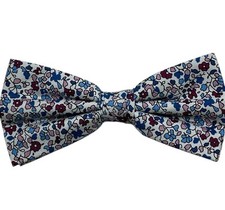 Usado, Gravata borboleta masculina 100% seda LUXO azul marfim borgonha floral W:2.1" em excelente estado usado comprar usado  Enviando para Brazil
