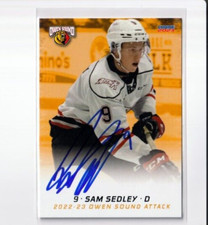 Cartão de equipe SAM SEDLEY autografado ASSINADO '22/23 OWEN SOUND ATTACK comprar usado  Enviando para Brazil