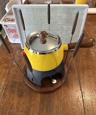 Conjunto de fondue vintage de esmalte de porcelana amarela 2 quartos, usado comprar usado  Enviando para Brazil