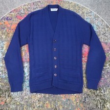 Cardigã suéter feminino vintage lã S azul texturizado tecido escudeiro da Califórnia comprar usado  Enviando para Brazil
