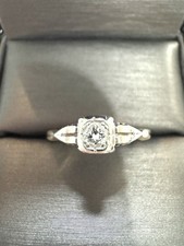 Anel de noivado antigo natural OEC diamante sólido 14k 2 tons ouro branco e amarelo comprar usado  Enviando para Brazil