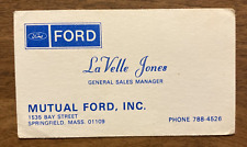 Tarjeta de visita de concesionario de automóviles Ford mutual vintage de los años 70 gerente general de ventas P1H, usado segunda mano  Embacar hacia Argentina