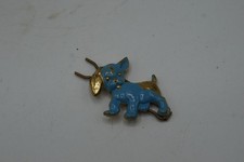 Vintage Azul Esmalte Perro Pasador Dorado Metal Lindo Cachorro Pin 2, usado comprar usado  Enviando para Brazil