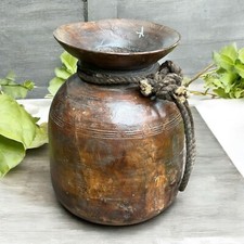 Vaso Himachal Vintage, Vaso Antigo de Madeira de Teca, Jarro Nepalês Vaso Indiano Vintage comprar usado  Enviando para Brazil
