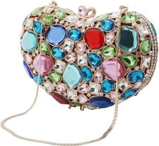 Usado, Bolsa de noite feminina fofa em forma de coração diamante strass bolsa de casamento comprar usado  Enviando para Brazil