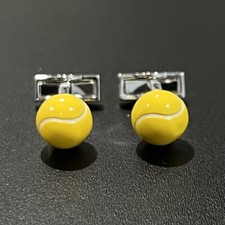 Bolas de tênis amarelas abotoaduras fã de esportes presente de aniversário masculino dia dos pais com caixa comprar usado  Enviando para Brazil