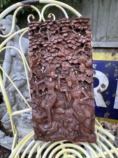Vintage Balinês Exótico Escultura em Madeira Deusa e Floral Cena de Selva comprar usado  Enviando para Brazil