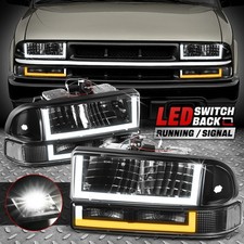 [Sinal Switchback U-LED DRL] Para 98-04 Chevy Blazer S10 Faróis Preto/Claro comprar usado  Enviando para Brazil