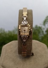 1954 Bulova 17 Jewel relógio de pulso feminino com detalhes em diamante branco e amarelo... comprar usado  Enviando para Brazil