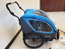Reboque de bicicleta infantil 3 rodas 2 assentos 88 lb dobrável-caixa aberta NOVO comprar usado  Enviando para Brazil