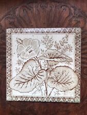 Azulejo vitoriano antigo marrom branco borda geométrica recuperada 15 X 15 cm comprar usado  Enviando para Brazil