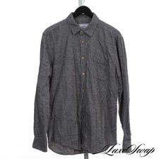 Camisa portuguesa flanela cinza fumaça bicolor viés sarja botão escovado para baixo G NR, usado comprar usado  Enviando para Brazil