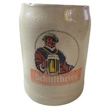 Caneca Schultheiss 0,5 litros cerveja Bier Stein grés rústico pesado logotipo desbotado 5" comprar usado  Enviando para Brazil